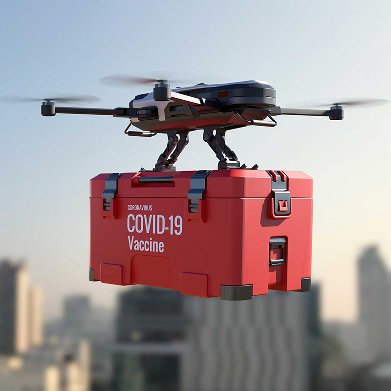 Drone delivers covid 19 vaccine